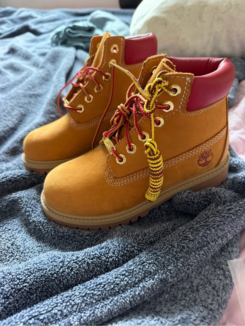 Timberland Kids' Wheat and Red Premium Waterproof Boots